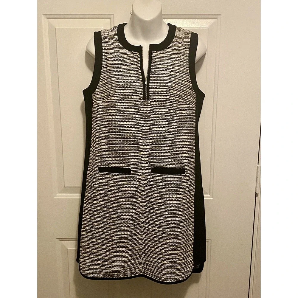 Madewell Shift Dress‎ Women's Size 2 Black White Tweed Sleeveless
